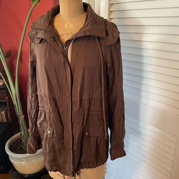 MARKET & SPRUCE | brown hooded utility jacket S - Picture 2 of 9